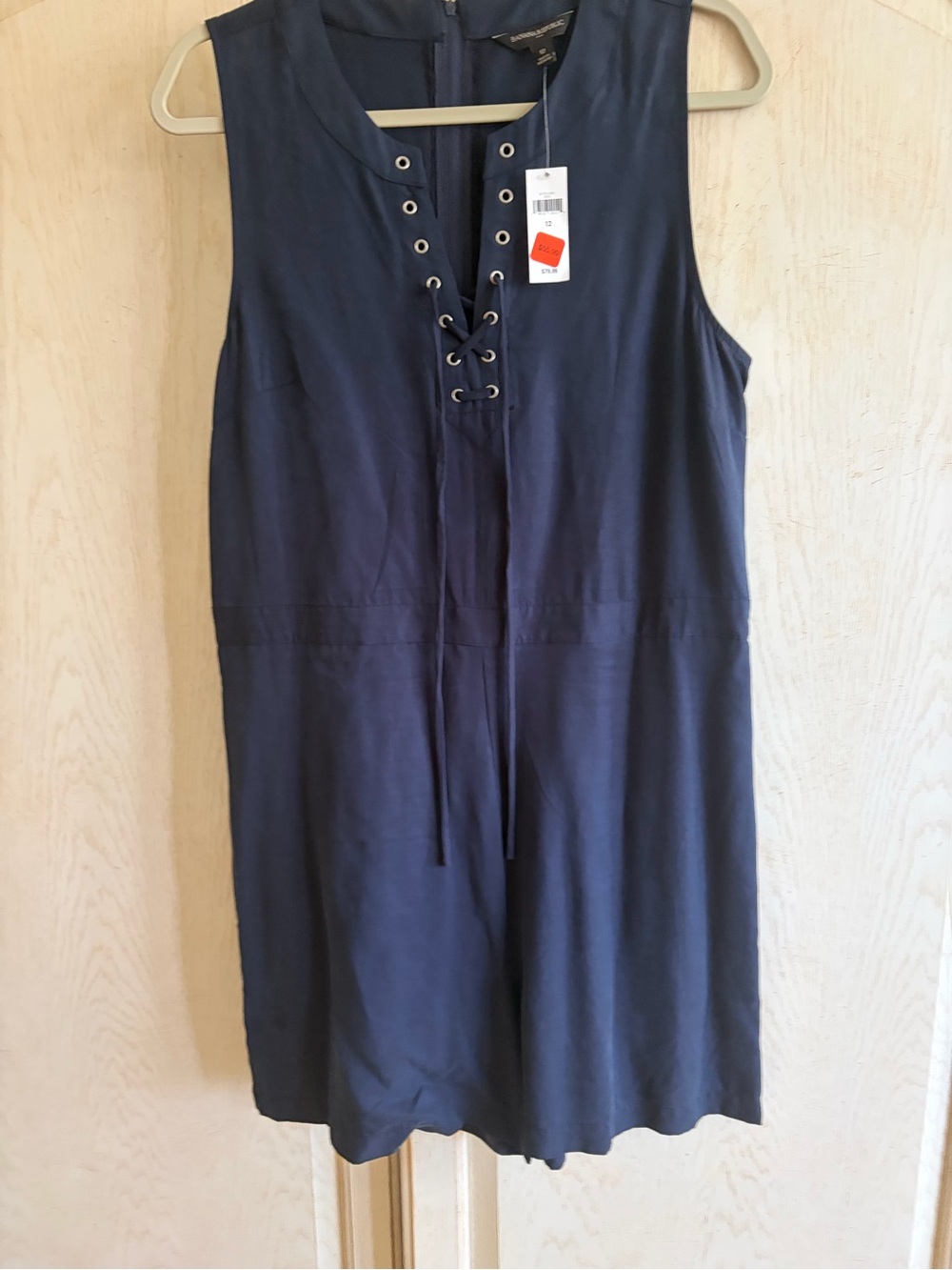 Banana Republic Navy Lace-Up Sleeveless Jumpsuit